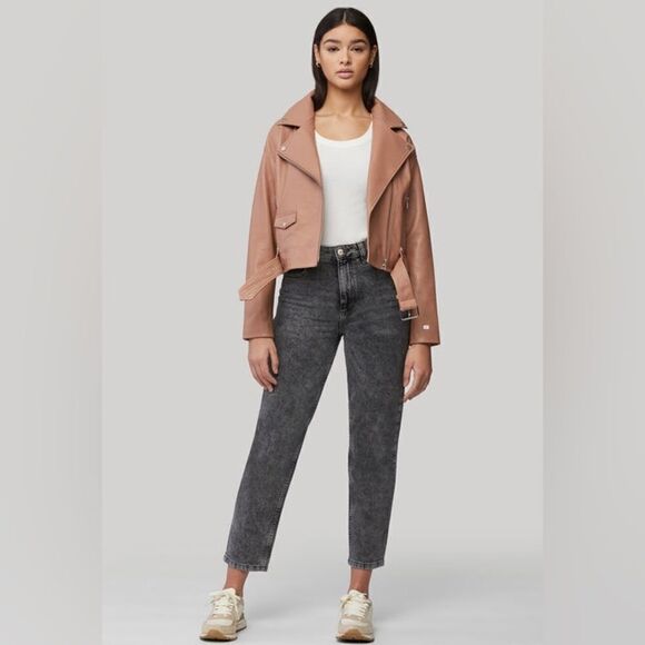 NWOT Anthropologie BLANKNYC Belted Faux Leather Crop Moto Jacket - Picture 1 of 7